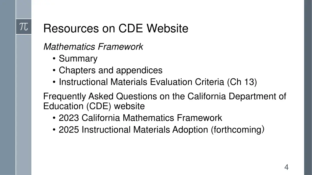 resources on cde website