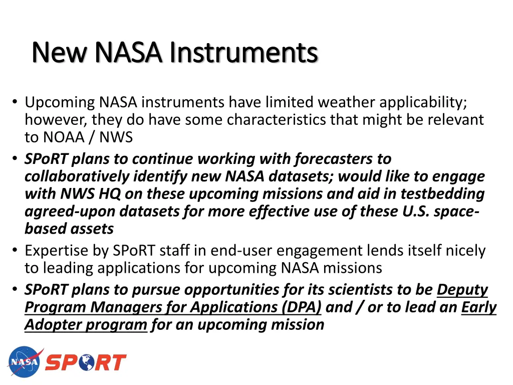 new nasa instruments new nasa instruments