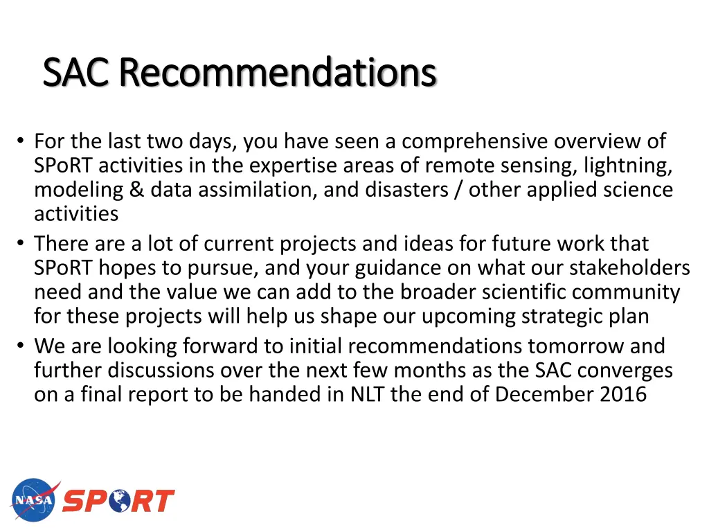 sac recommendations sac recommendations
