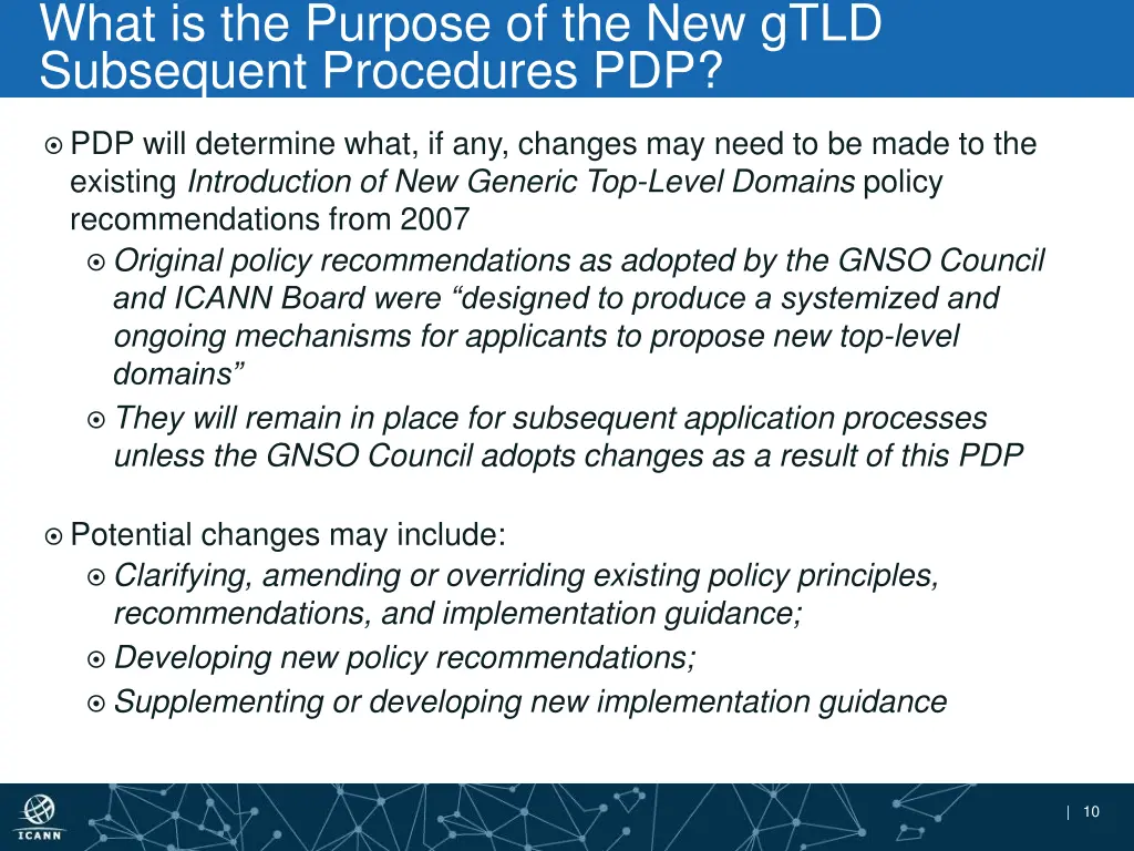 what is the purpose of the new gtld subsequent
