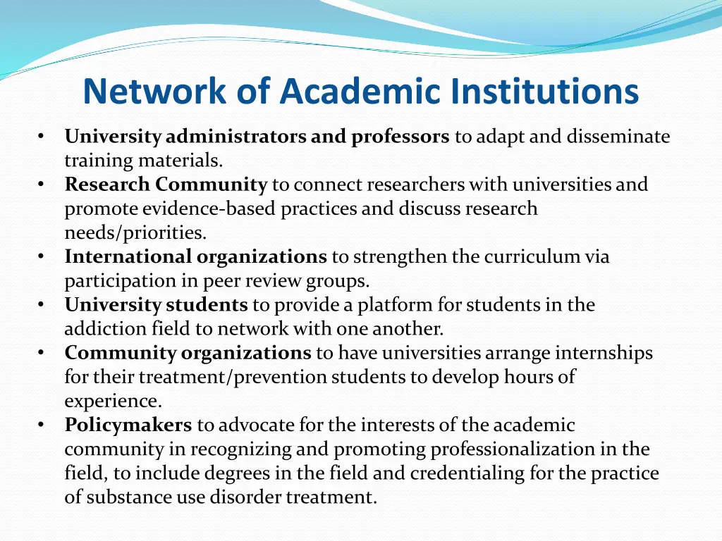 network of academic institutions