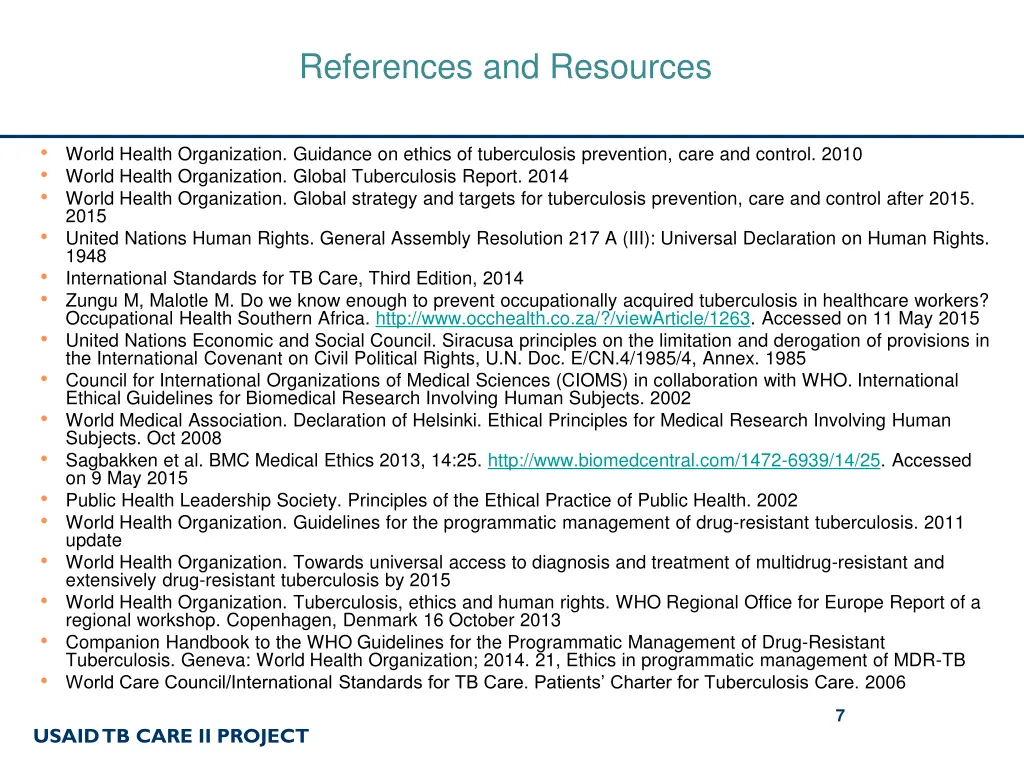 references and resources