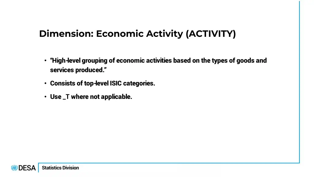 dimension economic activity activity