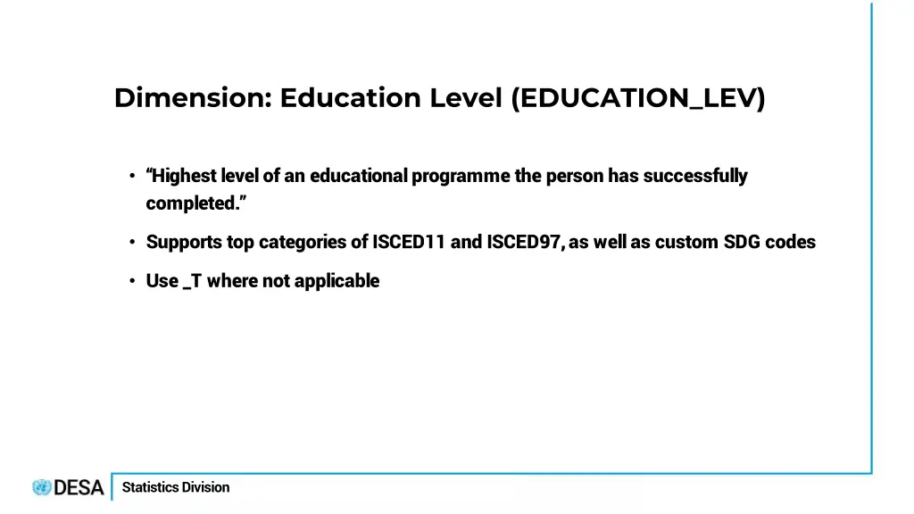 dimension education level education lev