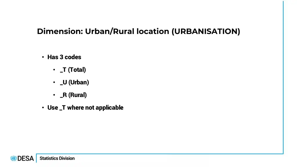dimension urban rural location urbanisation