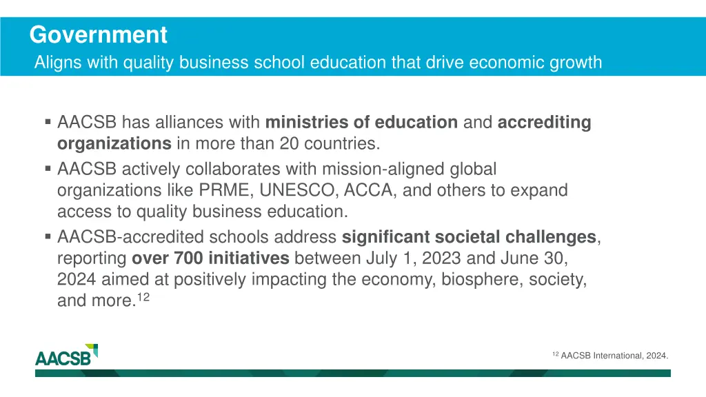 government aligns with quality business school