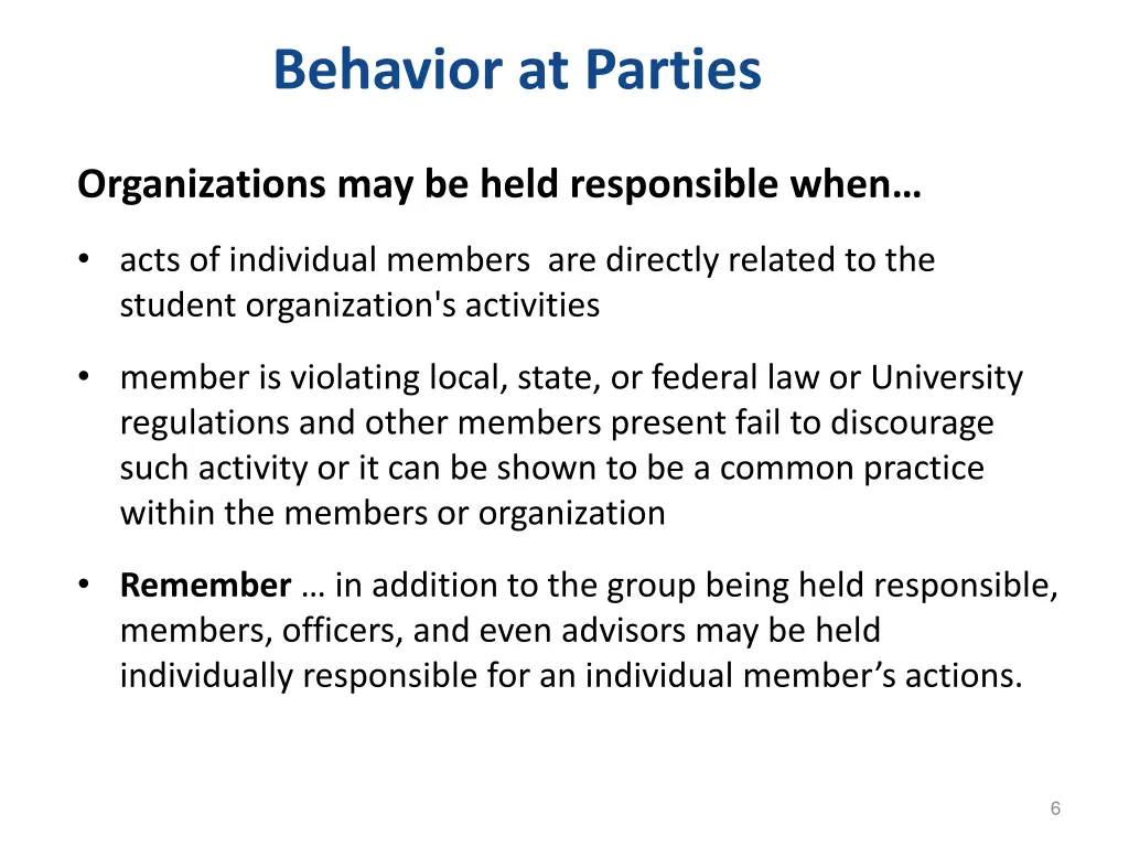 behavior at parties