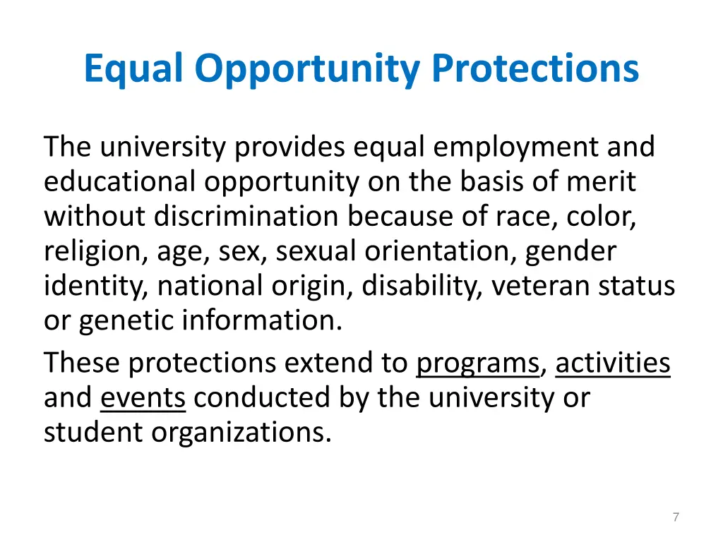 equal opportunity protections