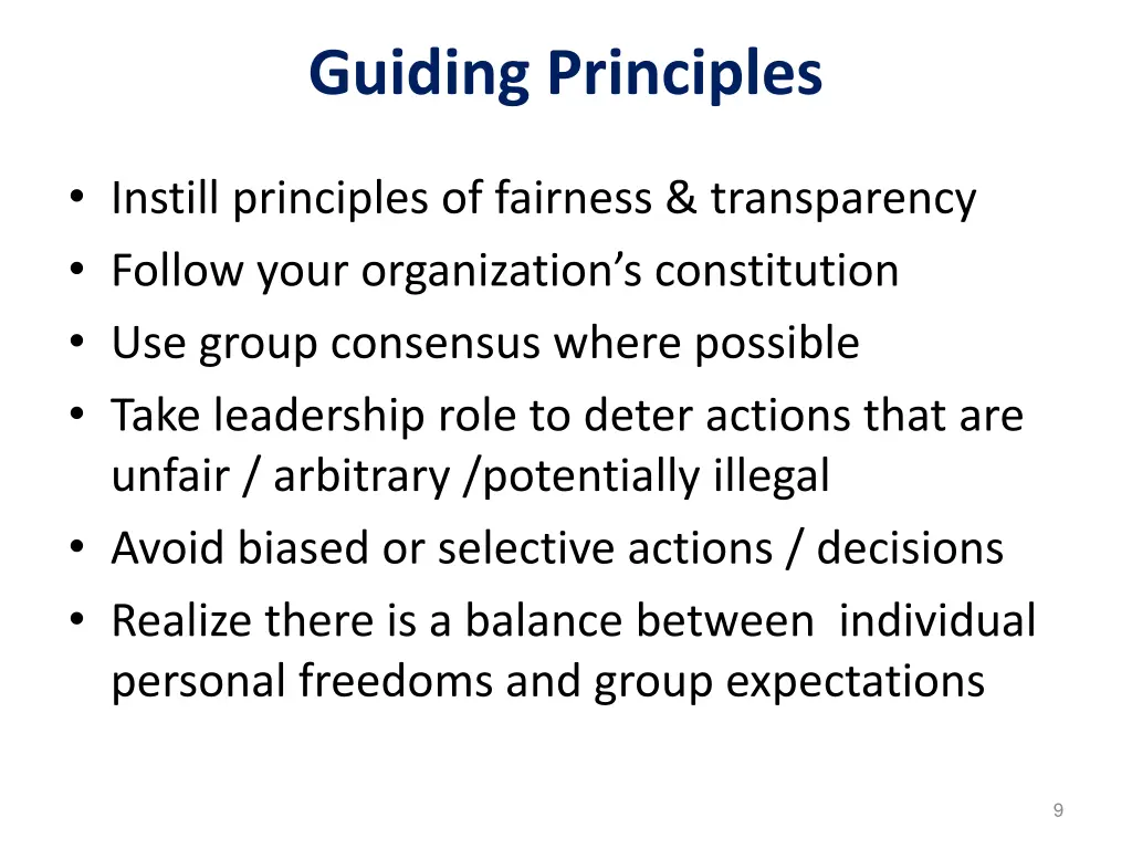 guiding principles