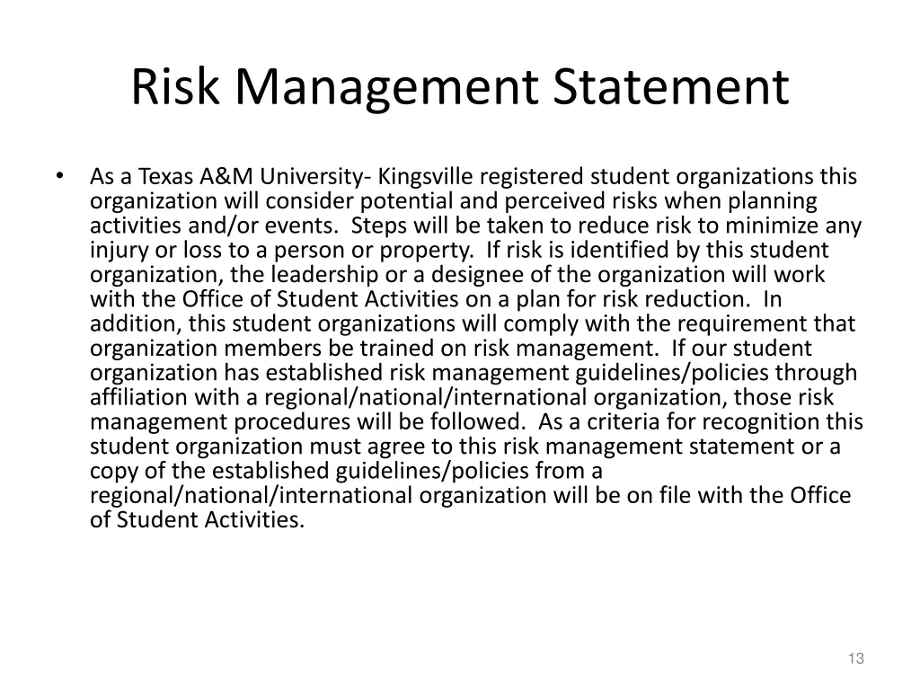 risk management statement