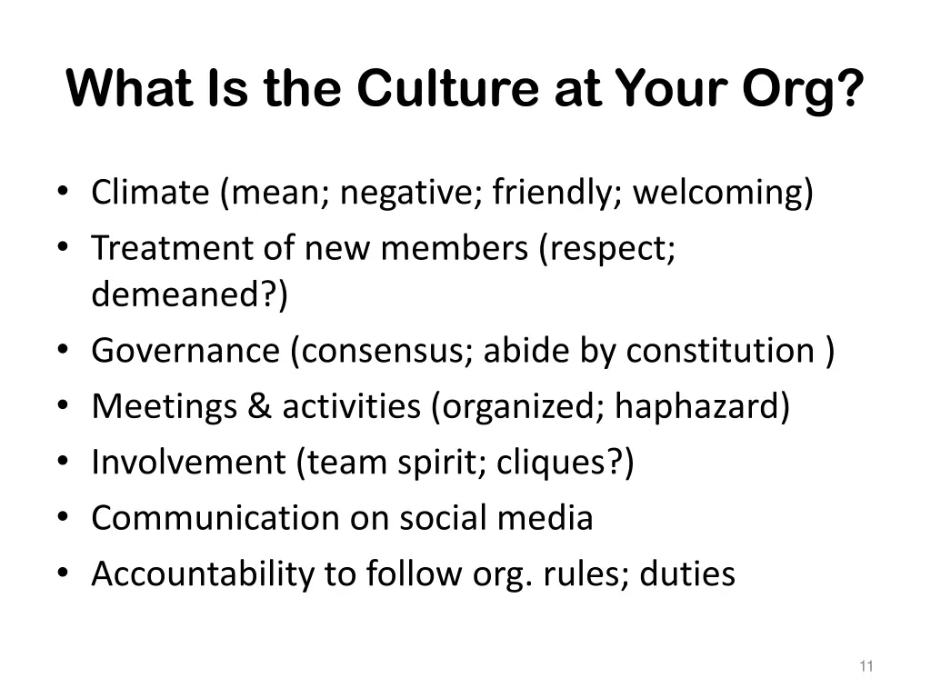 what is the culture at your org