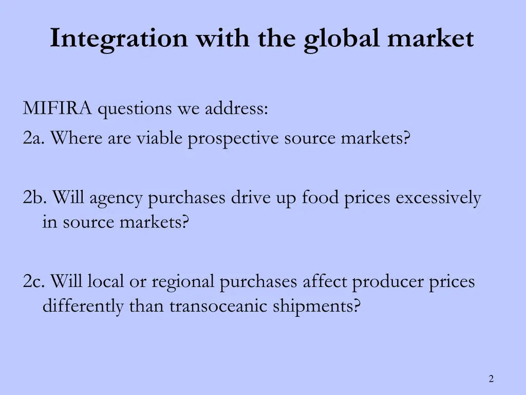 integration with the global market
