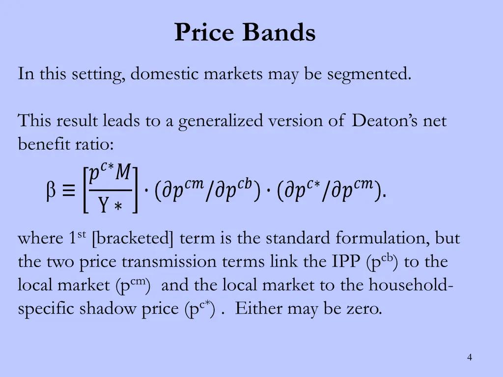 price bands 1