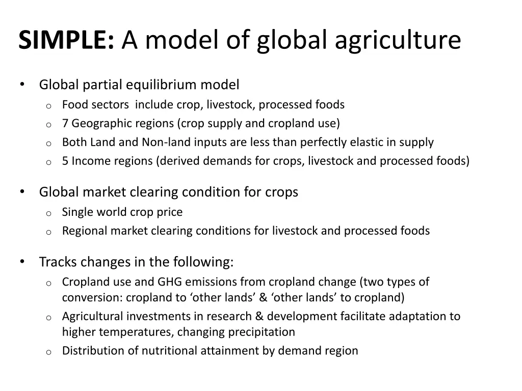 simple a model of global agriculture