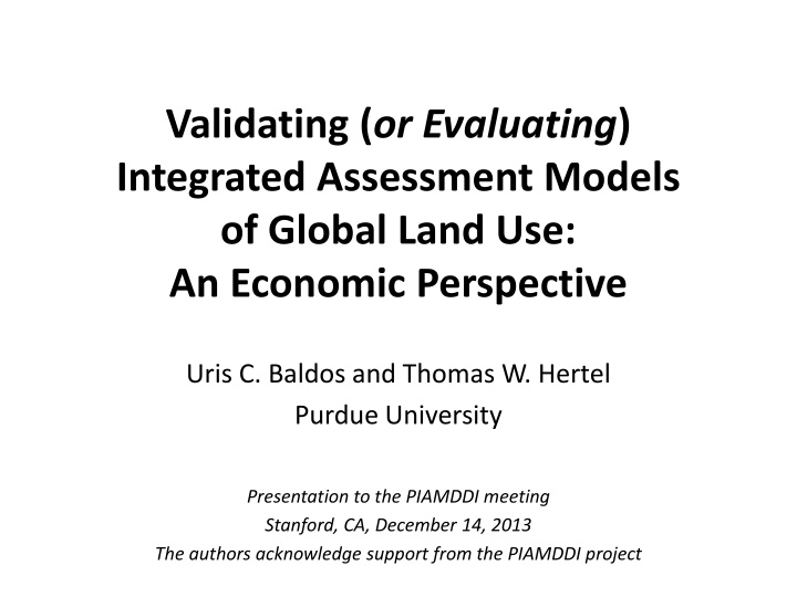 validating or evaluating integrated assessment