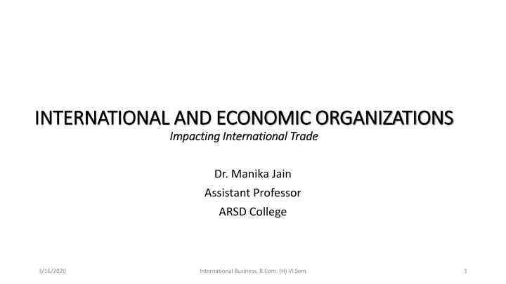 international and economic organizations