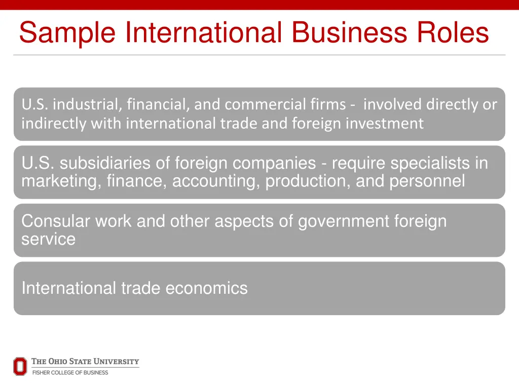 sample international business roles