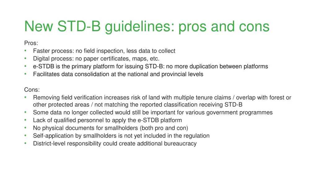 new std b guidelines pros and cons