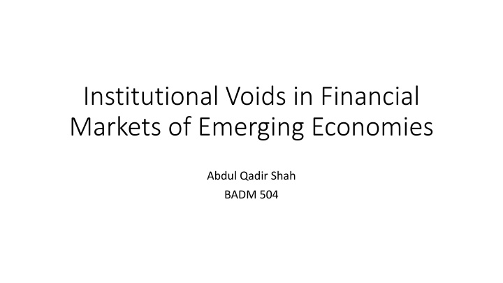 institutional voids in financial markets