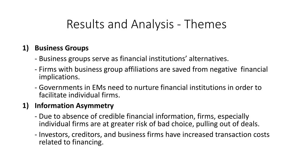results and analysis themes