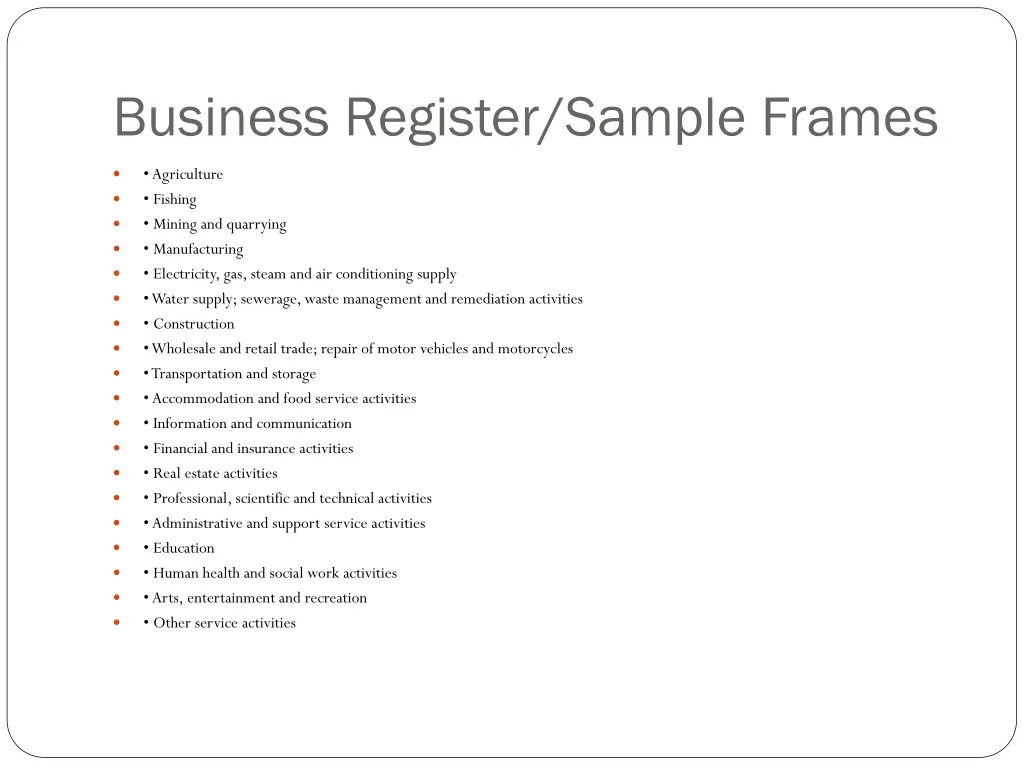 business register sample frames 1