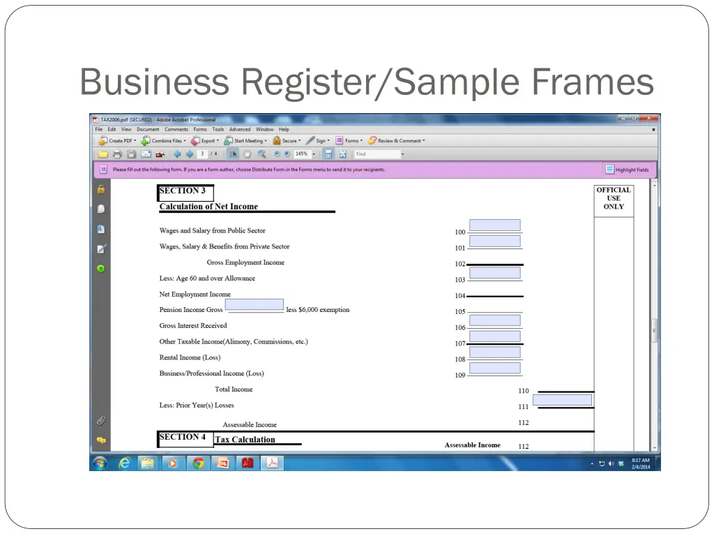 business register sample frames 5