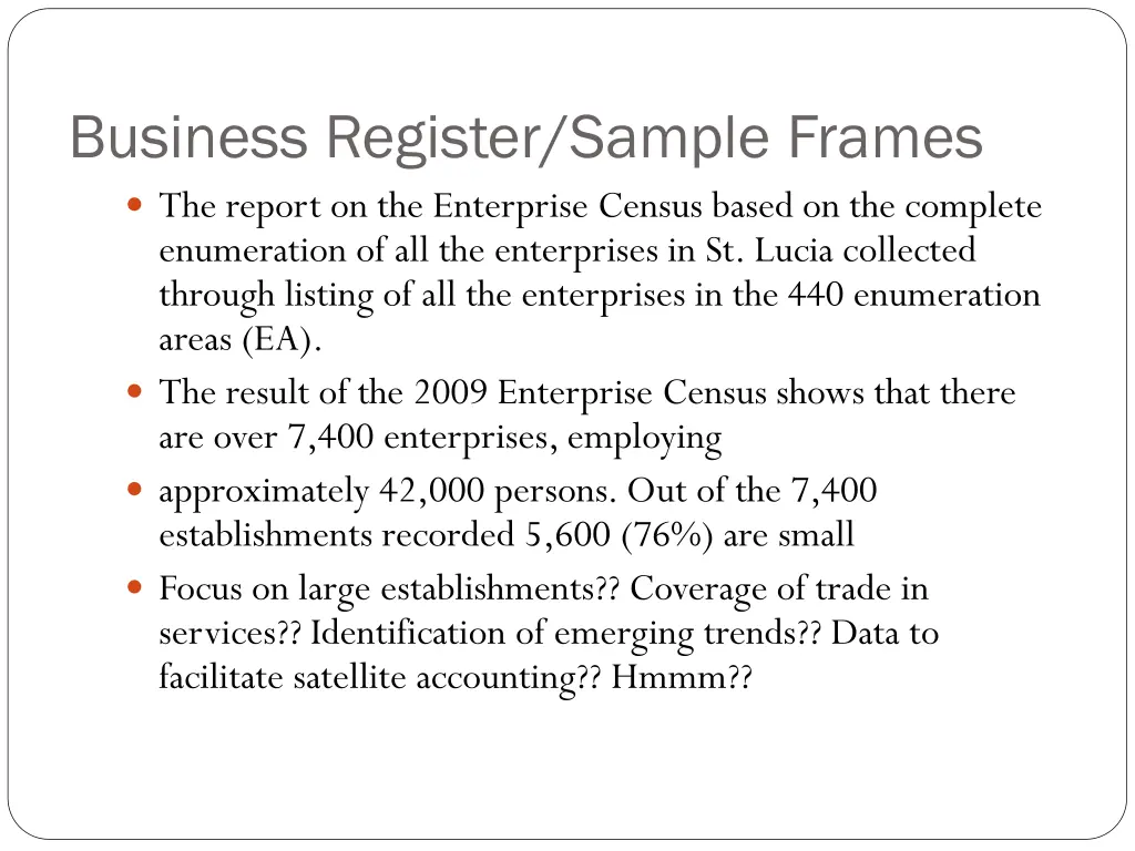 business register sample frames the report