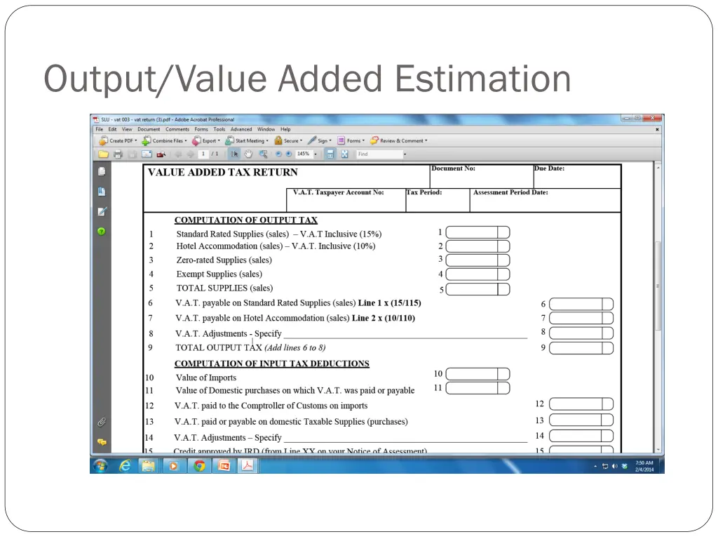 output value added estimation