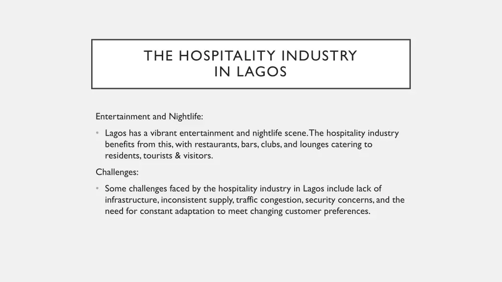 the hospitality industry in lagos 1