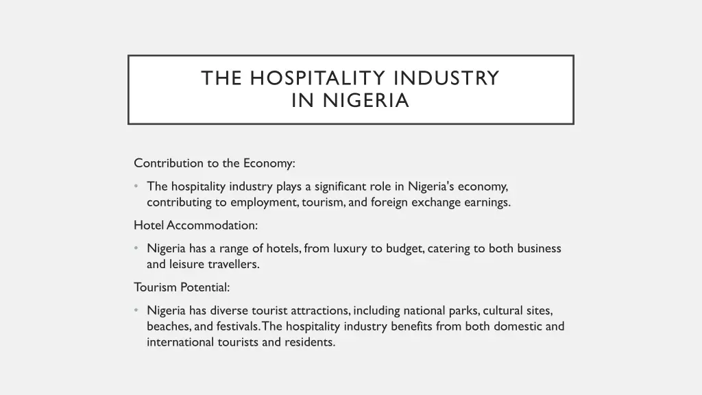 the hospitality industry in nigeria