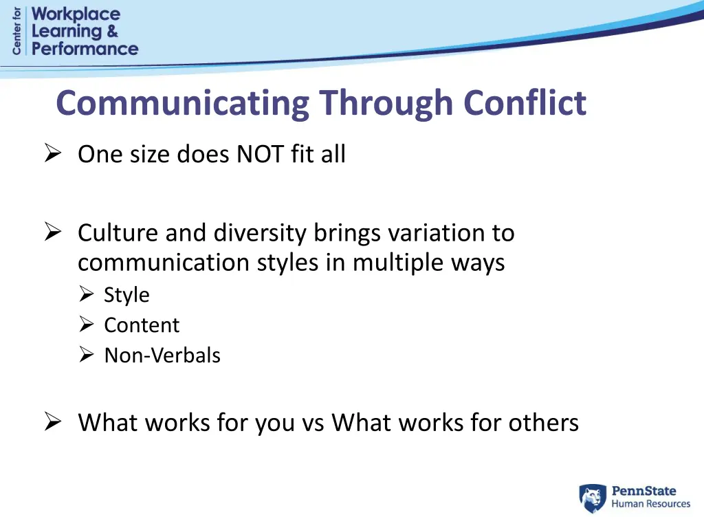 communicating through conflict one size does