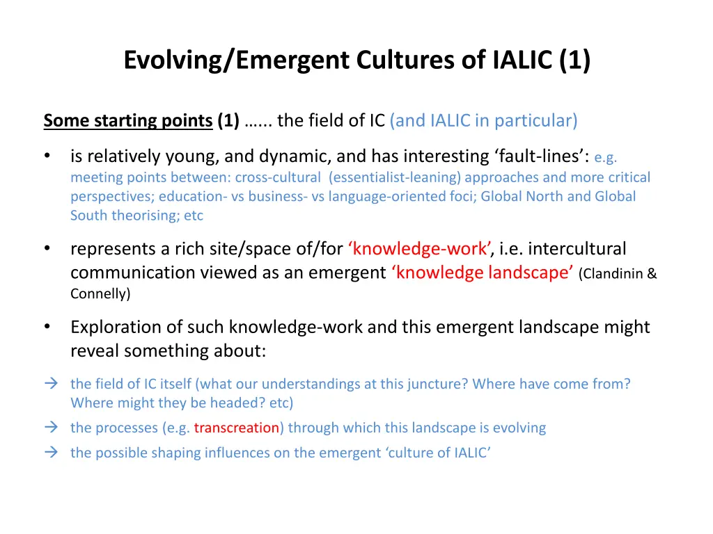 evolving emergent cultures of ialic 1