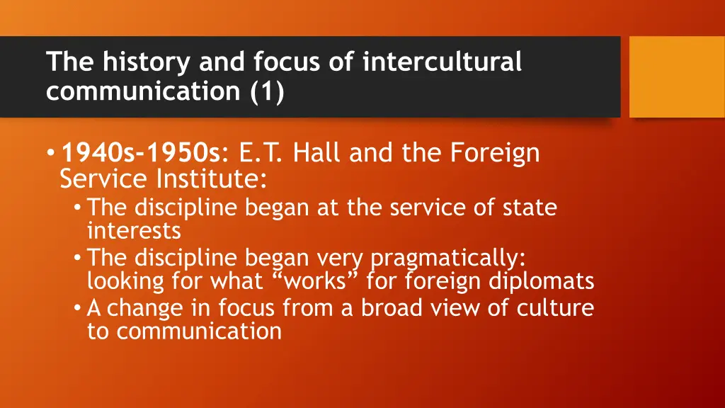 the history and focus of intercultural