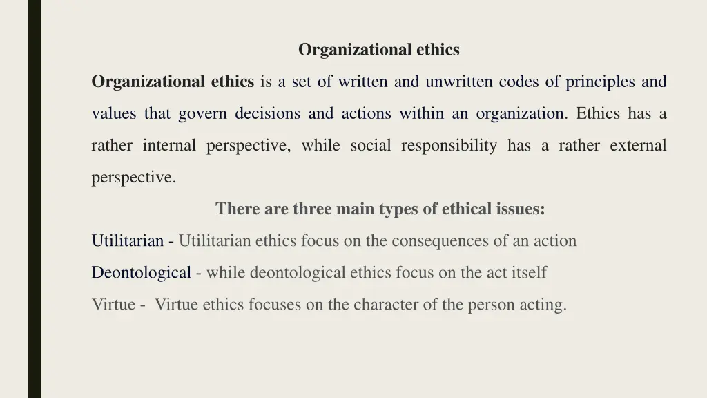 organizational ethics