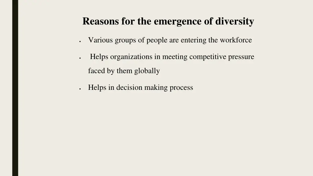 reasons for the emergence of diversity