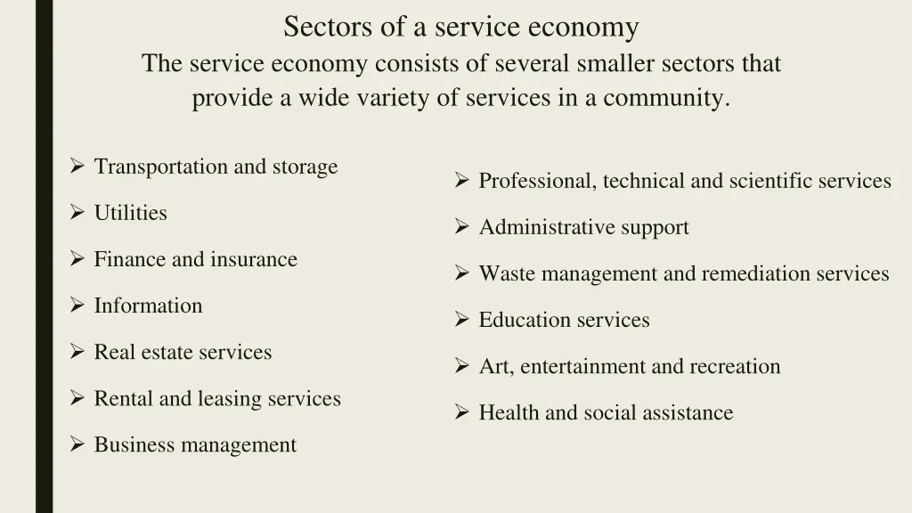 sectors of a service economy the service economy