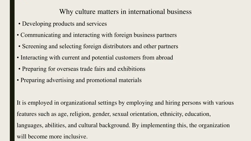 why culture matters in international business