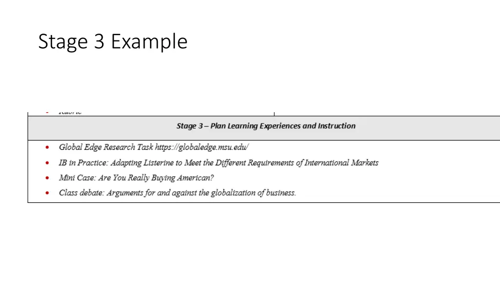 stage 3 example