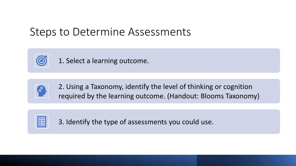 steps to determine assessments