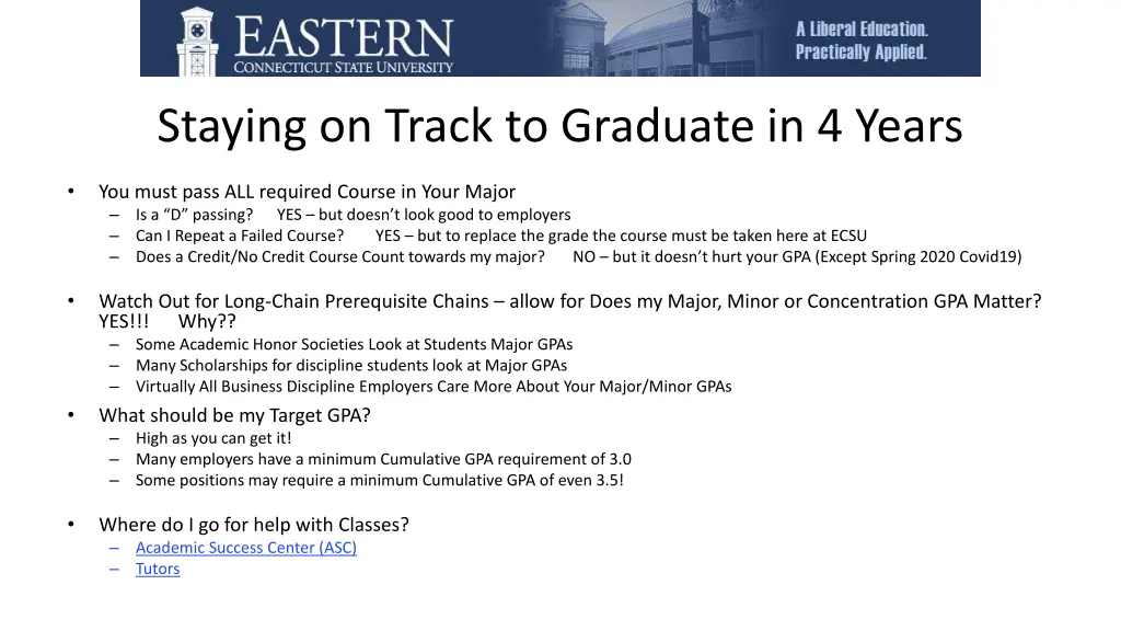 staying on track to graduate in 4 years 1