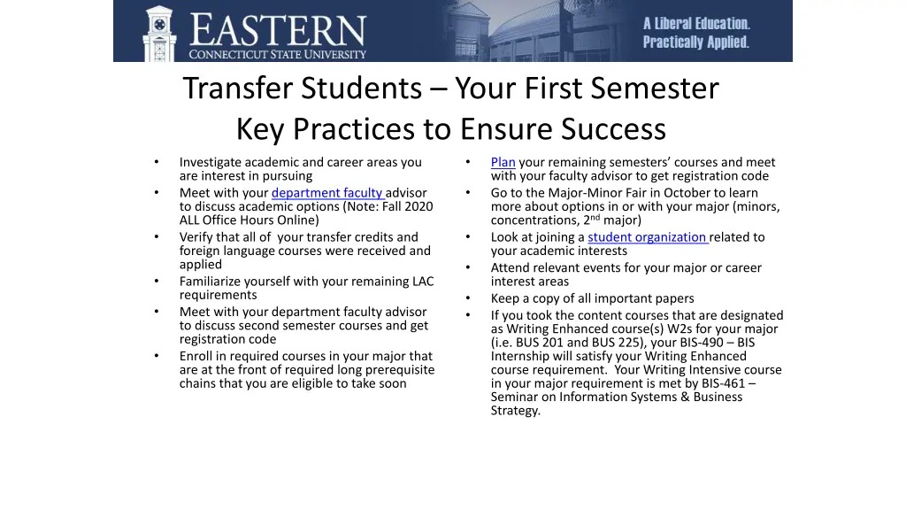 transfer students your first semester