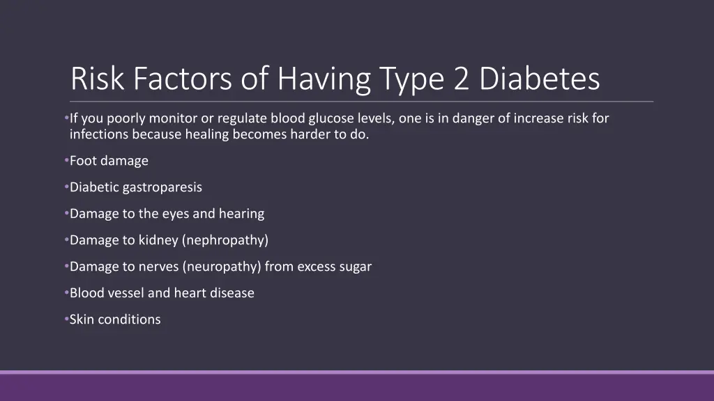 risk factors of having type 2 diabetes