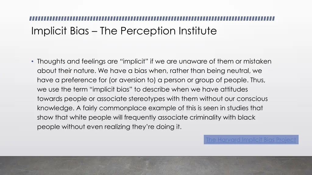 implicit bias the perception institute