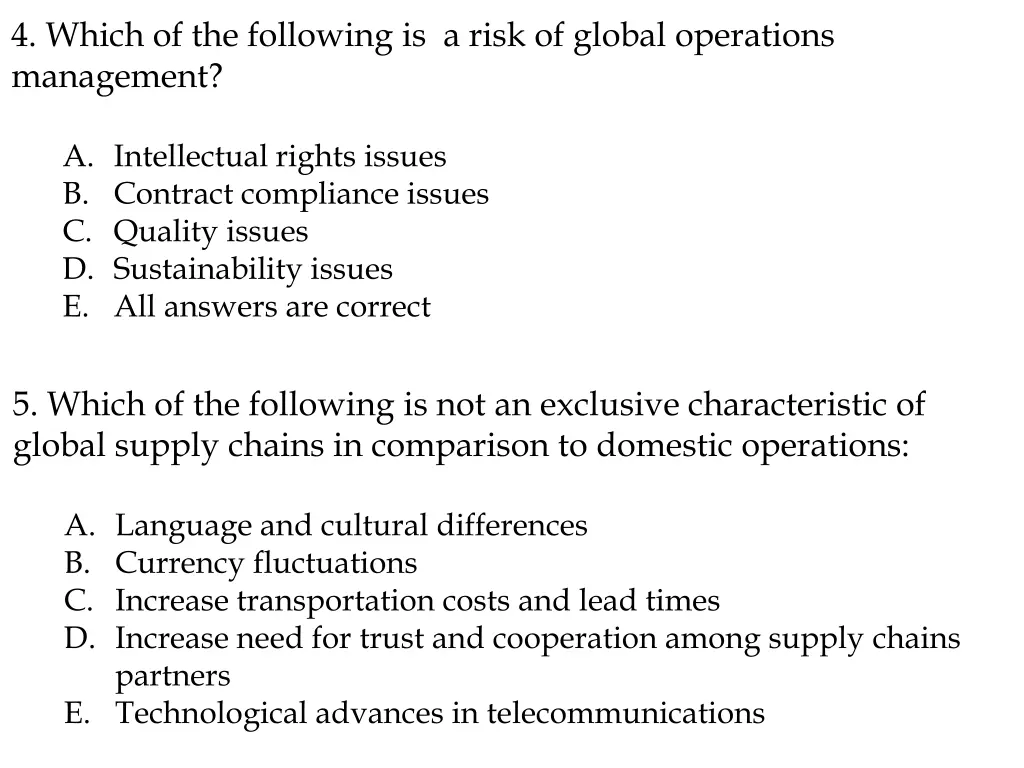 4 which of the following is a risk of global