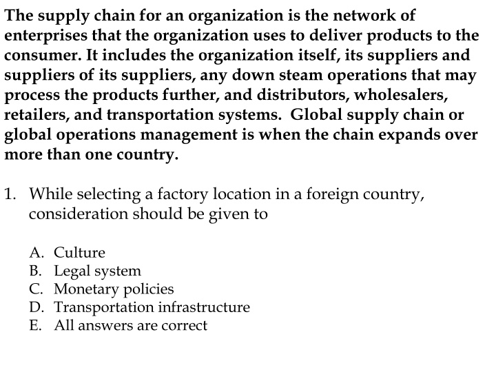 the supply chain for an organization