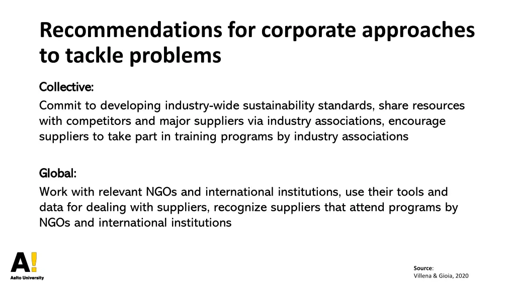 recommendations for corporate approaches 1