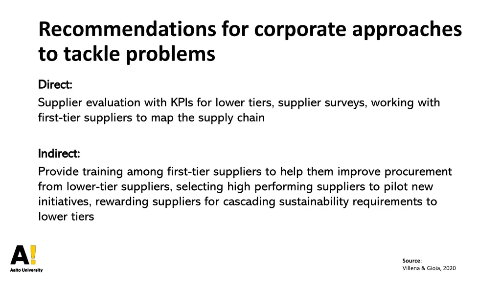 recommendations for corporate approaches