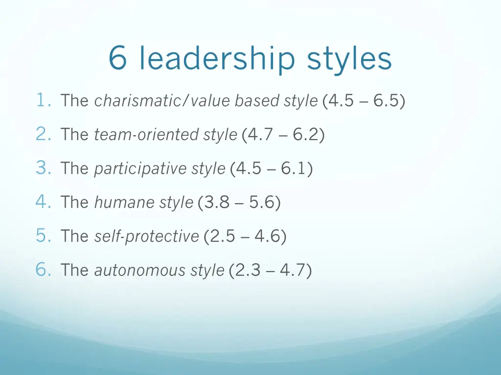 6 leadership styles