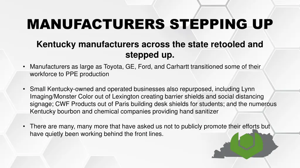 manufacturers stepping up