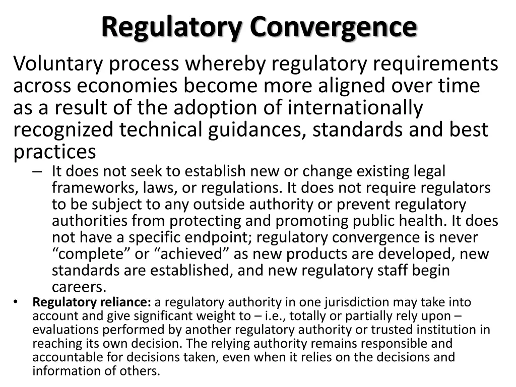 regulatory convergence voluntary process whereby